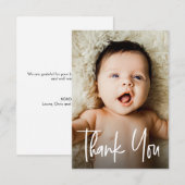 Faire-part Merci photo bébé simple Baby shower de script (Devant / Derrière)
