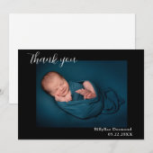 Faire-part Merci photo bébé simple Script de naissance (Devant / Derrière)