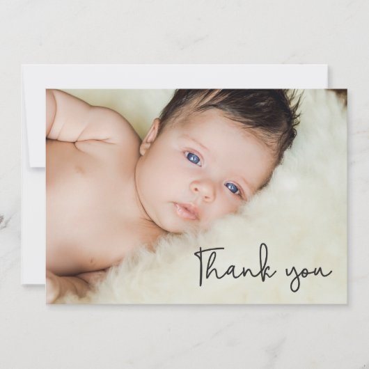 Faire-part Merci photo bébé simple Script de naissance (Devant)
