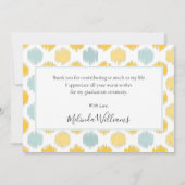 Faire-part Merci photo de la menthe et du monogramme jaune (Dos)