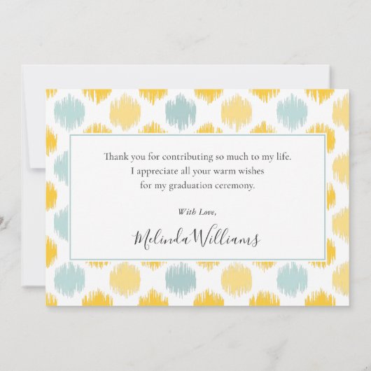 Faire-part Merci photo de la menthe et du monogramme jaune (Dos)