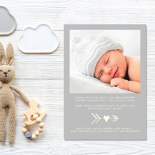 Faire-part Merci Photo Grey Naissance