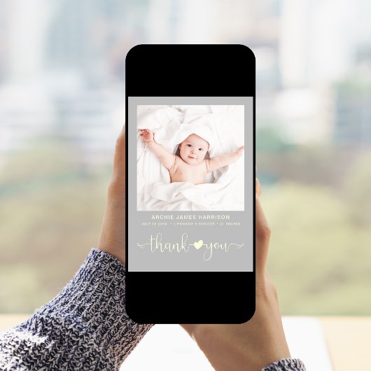 Faire-part Merci Photo Grey Naissance