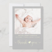 Faire-part Merci Photo Grey Naissance (Devant)