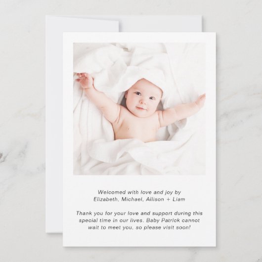 Faire-part Merci photo minimal (Dos)