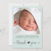 Faire-part Merci Photo Mint Green Birth (Devant)