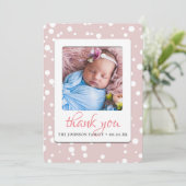 Faire-part Merci Pois rose pâle (Debout devant)
