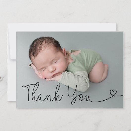 Faire-part Merci simple Script photo bébé (Devant)