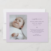Faire-part Merci Typographie Purple Birth Photo (Dos)