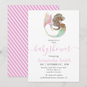 Faire-part Mermaid Future Maman Baby shower. Sous La Mer.
