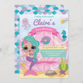 Faire-part Mermaid Premier anniversaire (Devant / Derrière)