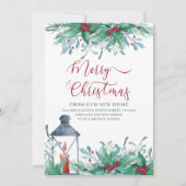 Faire-part Merry Christmas from New Home Watercolor Holly (Devant)