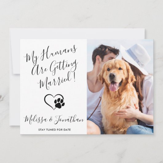 Faire-part Mes humains se marient Fiançailles de chien de com (Devant)