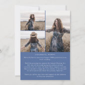 Faire-part Message bleu chic Photo Collage Graduation (Dos)
