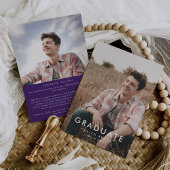 Faire-part Message chic violet et diplôme photo