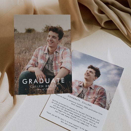 Faire-part Message de typographie chic et diplôme photo