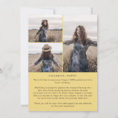 Faire-part Message jaune Chic Photo Collage Graduation (Dos)