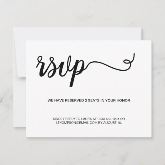Faire-part Message numérique noir simple RSVP (Devant)