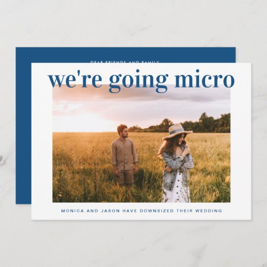 Faire-part Micro Mariage photo de taille réduite Classique bl (Devant / Derrière)