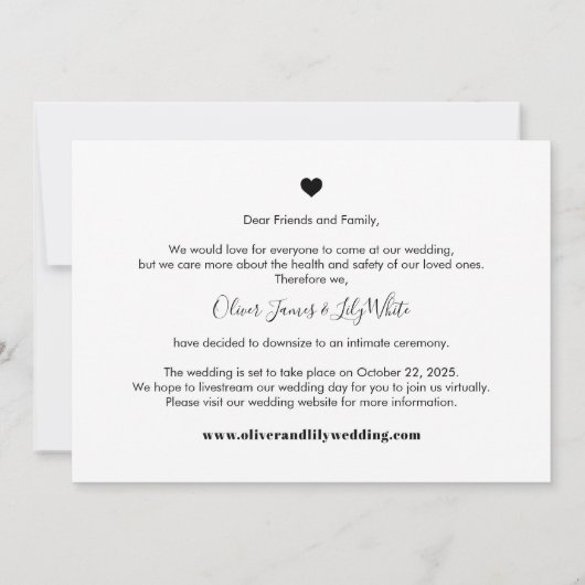 Faire-part Micro Mariage - photo de taille réduite Script sim (Dos)