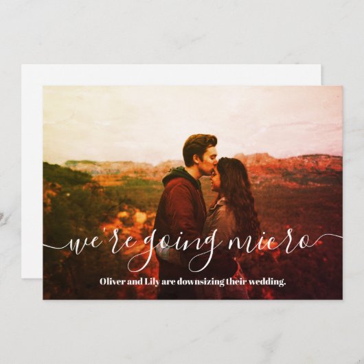 Faire-part Micro Mariage - photo de taille réduite Script sim (Devant / Derrière)