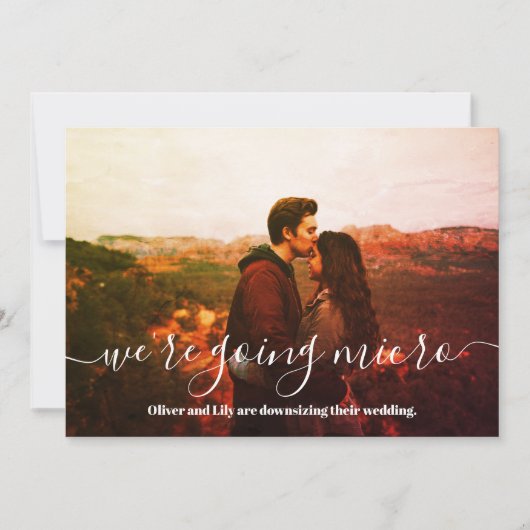 Faire-part Micro Mariage Réduction Photo Script Simple (Devant)