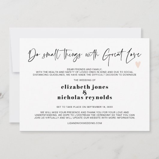 Faire-part micro-Mariage réduit au minimum (Devant)