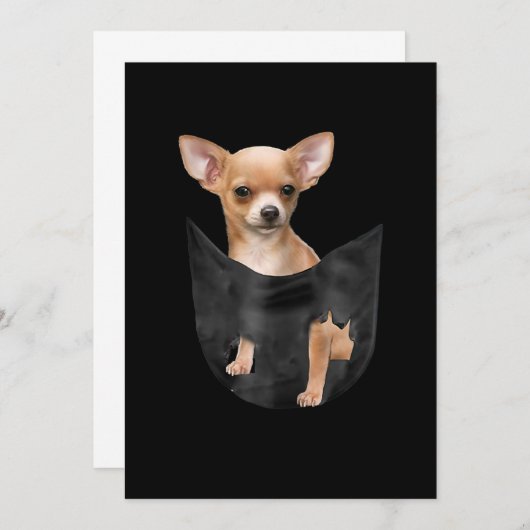 Faire-part Mignonne Chihuahua dans votre poche Noël (Devant / Derrière)