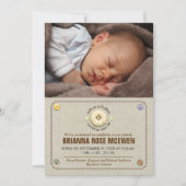 Faire-part Mignonne comme un bouton photo bébé naissance (Devant)