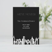 Faire-part Mini ligne d'horizon noir blanc de la ville que no (Debout devant)