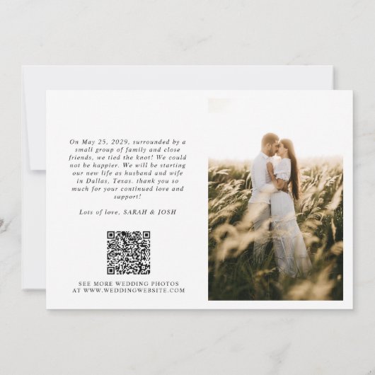 Faire-part Mini marié 2 Script photo QR Code Mariage (Dos)