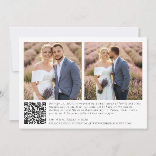 Faire-part Mini marié 3 Script photo QR Code Mariage (Dos)