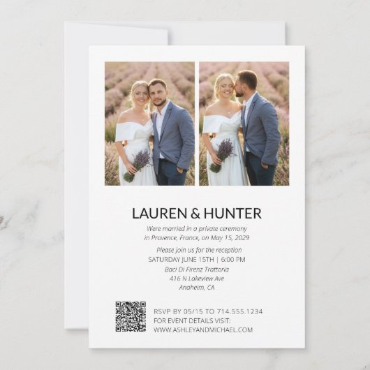 Faire-part Mini marié 3 Script photo QR Code Mariage (Dos)