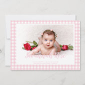 Faire-part Mini rose En vichy chèque photo Motif (Devant)