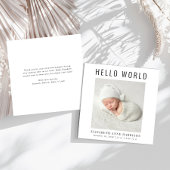 Faire-part Miniature moderne Hello World Photo Naissance