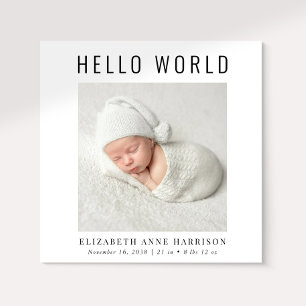Faire-part Miniature moderne Hello World Photo Naissance