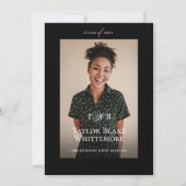 Faire-part Minimal Elegant Monogram Black Graduation Photo (Devant)