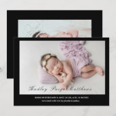 Faire-part Minimal Elegant Script Baby Girl Arrival Card (Devant / Derrière)