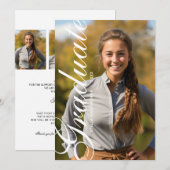 Faire-part Minimal Elegant Script Photo Graduation (Devant / Derrière)