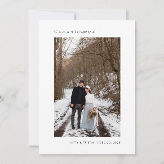 Faire-part Minimal moderne Nous Avons Elopé Mariage d'hiver d (Devant)