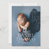 Faire-part Minimal moderne photo pleine naissance bébé (Devant)