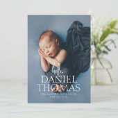 Faire-part Minimal moderne photo pleine naissance bébé (Debout devant)