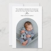 Faire-part Minimal moderne photo pleine naissance bébé (Dos)