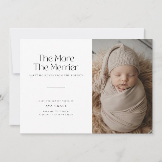 Faire-part Minimal Plus La Naissance Du Bébé De Noël Plus Mer (Devant)