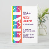 Faire-part Minimal Rainbow Class of Year Graduation  (Debout devant)