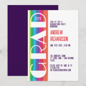 Faire-part Minimal Rainbow Class of Year Graduation  (Devant / Derrière)