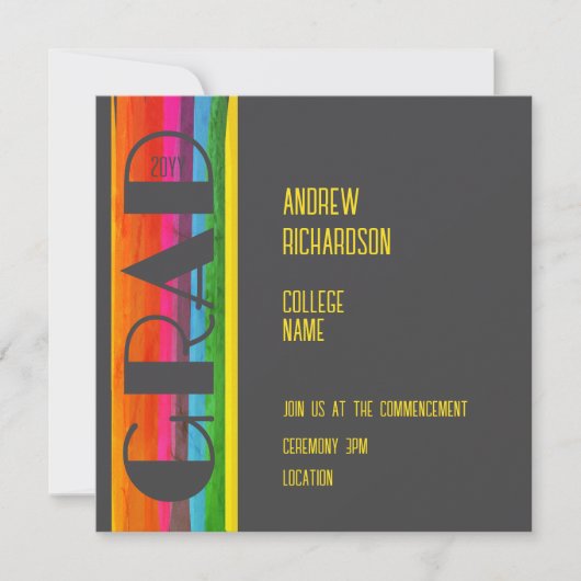Faire-part Minimal Rainbow Class of Year Graduation Flat Card (Devant)