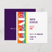 Faire-part Minimal Rainbow Class of Year Graduation Flat Card (Devant / Derrière)