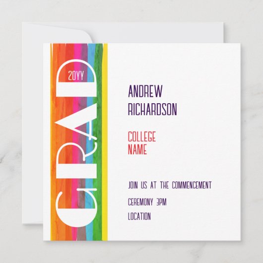 Faire-part Minimal Rainbow Class of Year Graduation Flat Card (Devant)