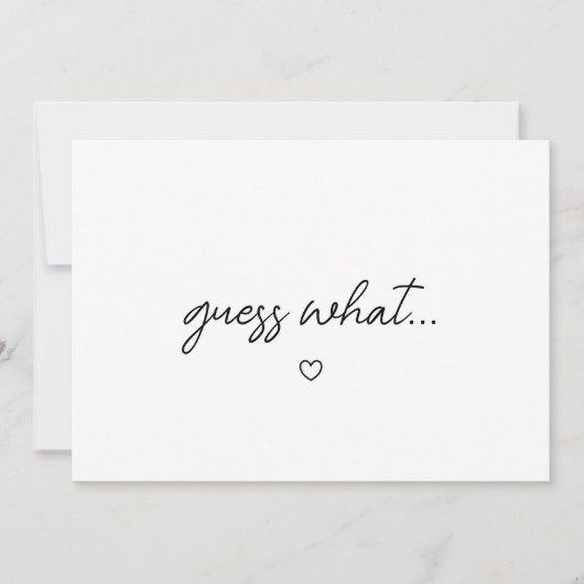 Faire-part Minimal Script "Guess What" Baby Pregnancy (Devant)